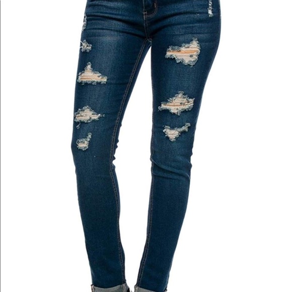 🆕 Slim Fit Distressed Stretch Skinny Jeans - Picture 3 of 5